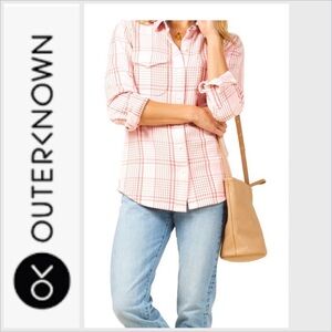 Outerknown Blanket Shirt in Pink plaid XS/S Organic cotton